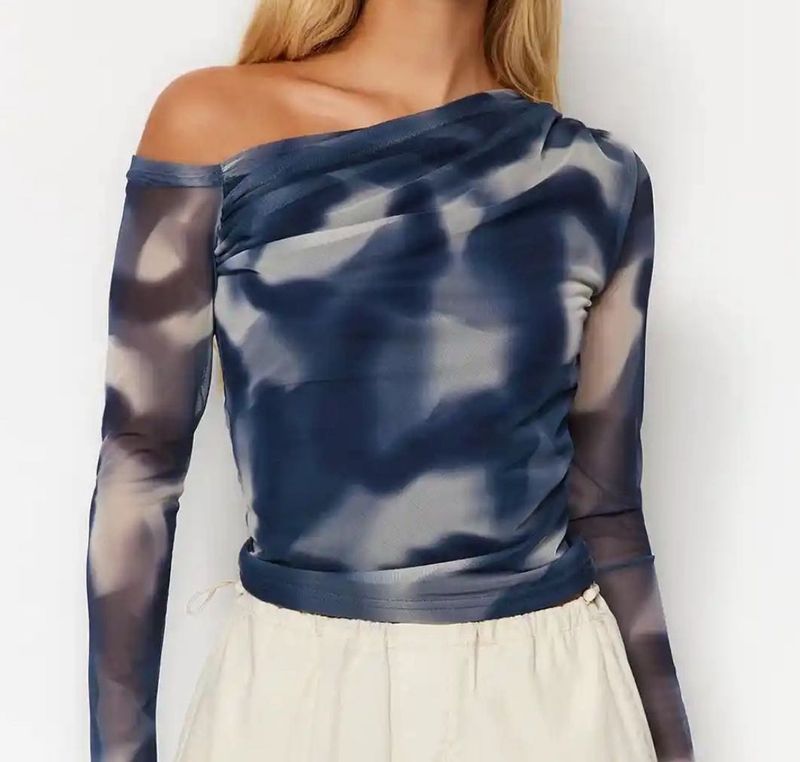 Stylish Tie-Dye Mesh Top