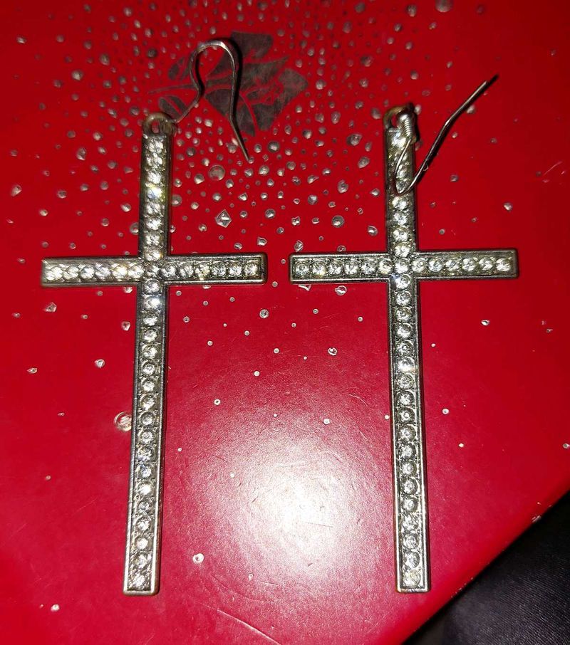 Party wear Stone Cross Earrings