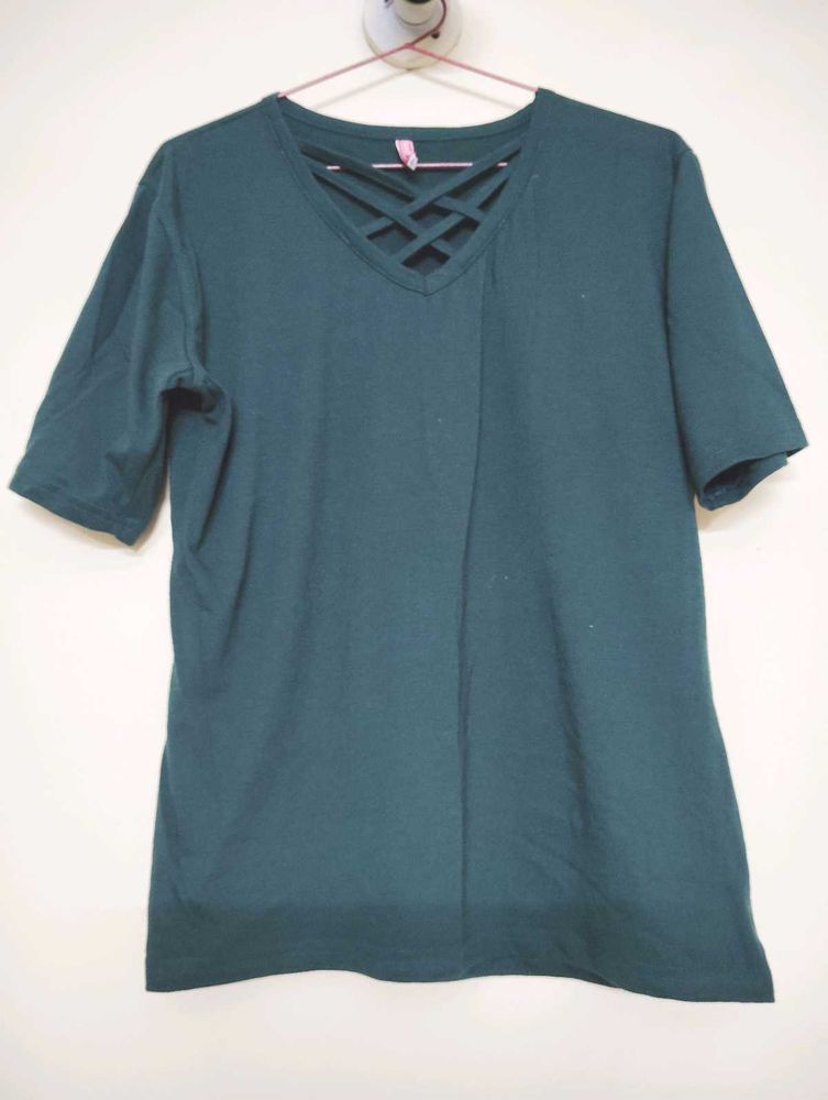 Dark Green Criss Cross T-Shirt