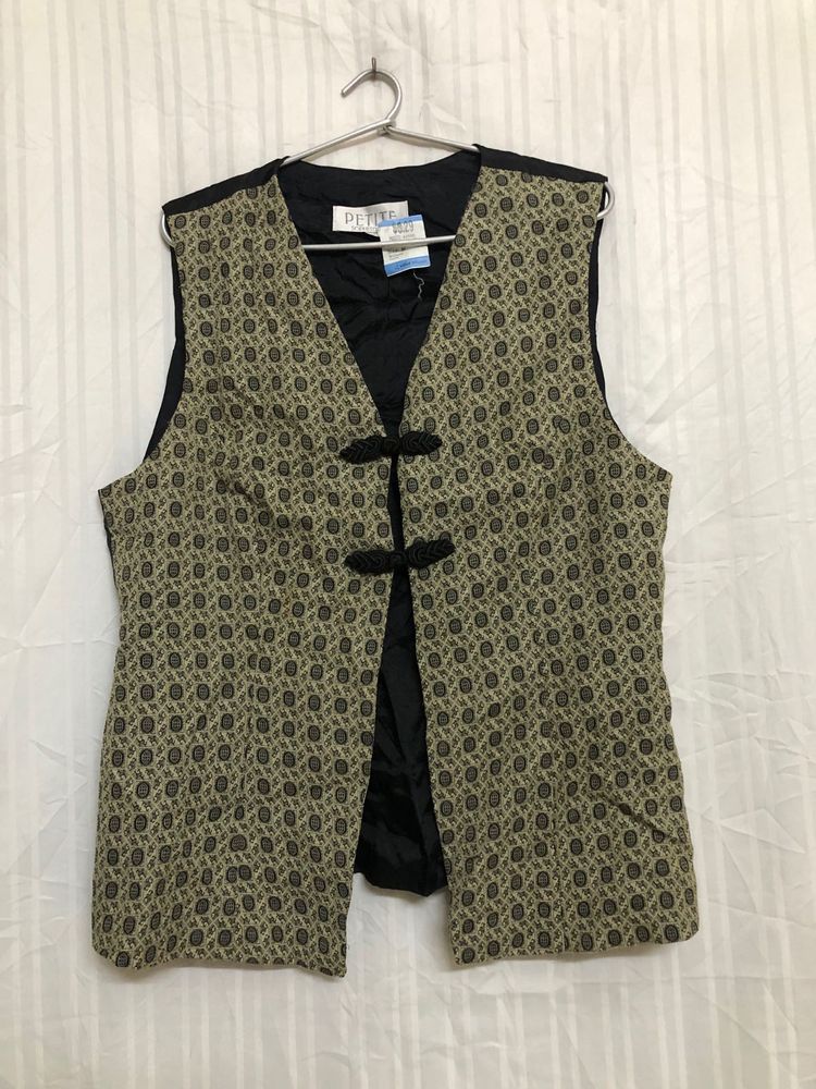 Petite Black Printed Vest