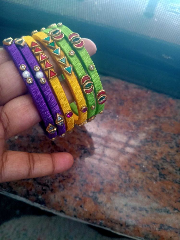 Silk Theard Bangles Mutli Colour