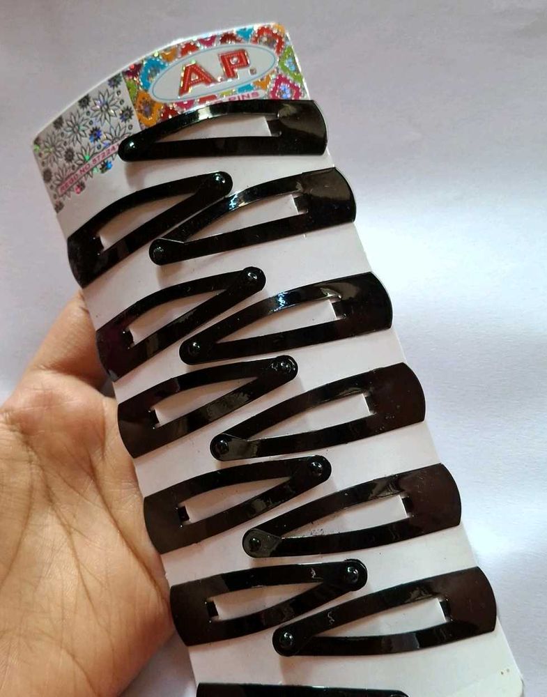 Black Hair Clips - Set of 12 +Surprise Gift