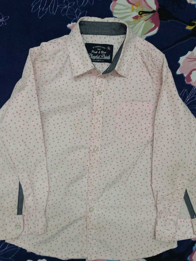 Light Pink Full Sleeves Boys Shirt