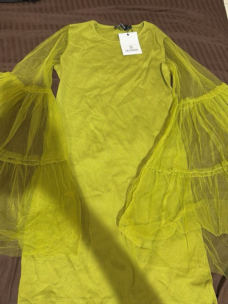 Green Dress with Bell Sleeves