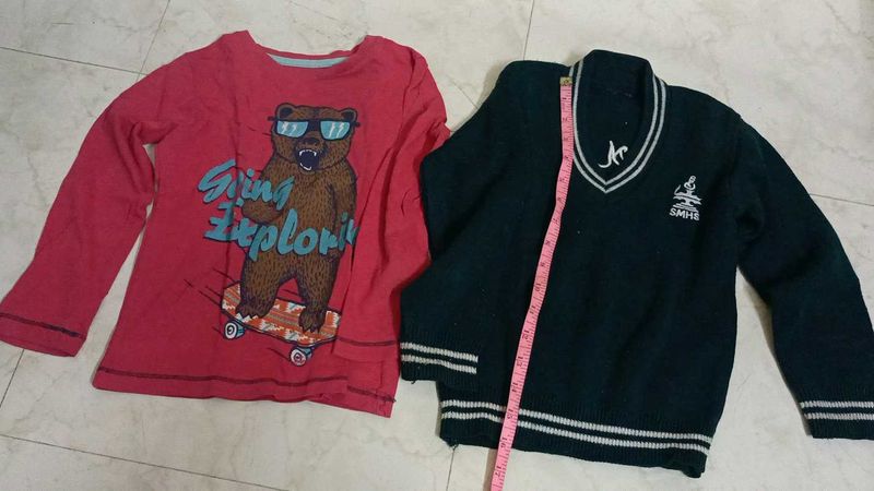 T-shirt &amp; sweater Combo For Boys 4-5 Years