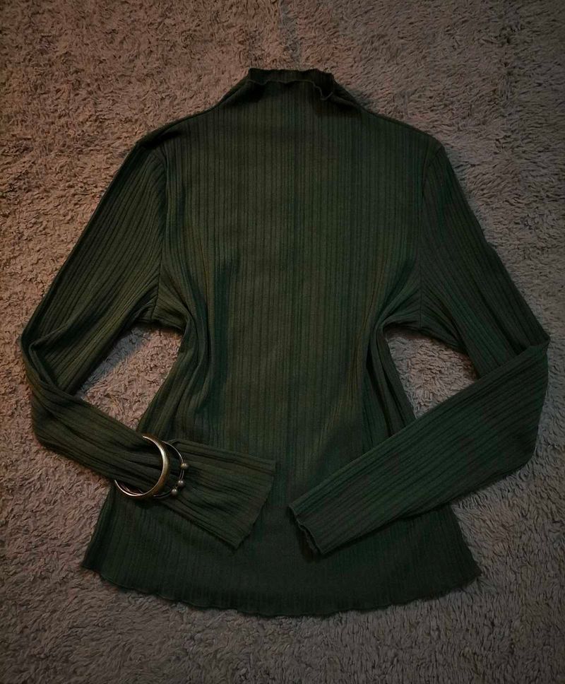 Olive Green Ribbed Turtleneck