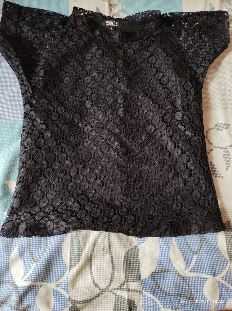 black lace top with inner.. wore for only few hours
