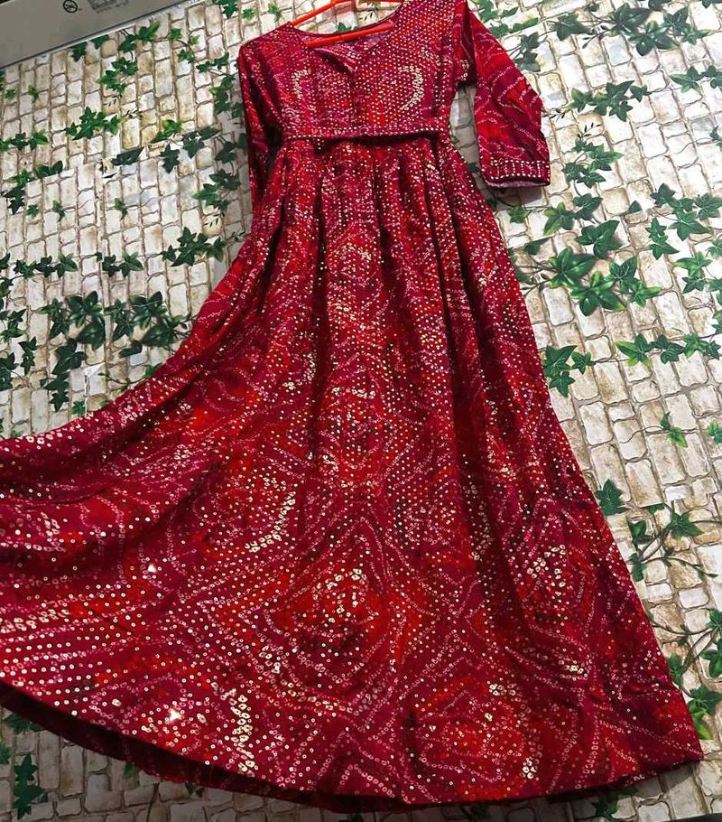 Beautifull😍 Bandhani Ethnic Gown