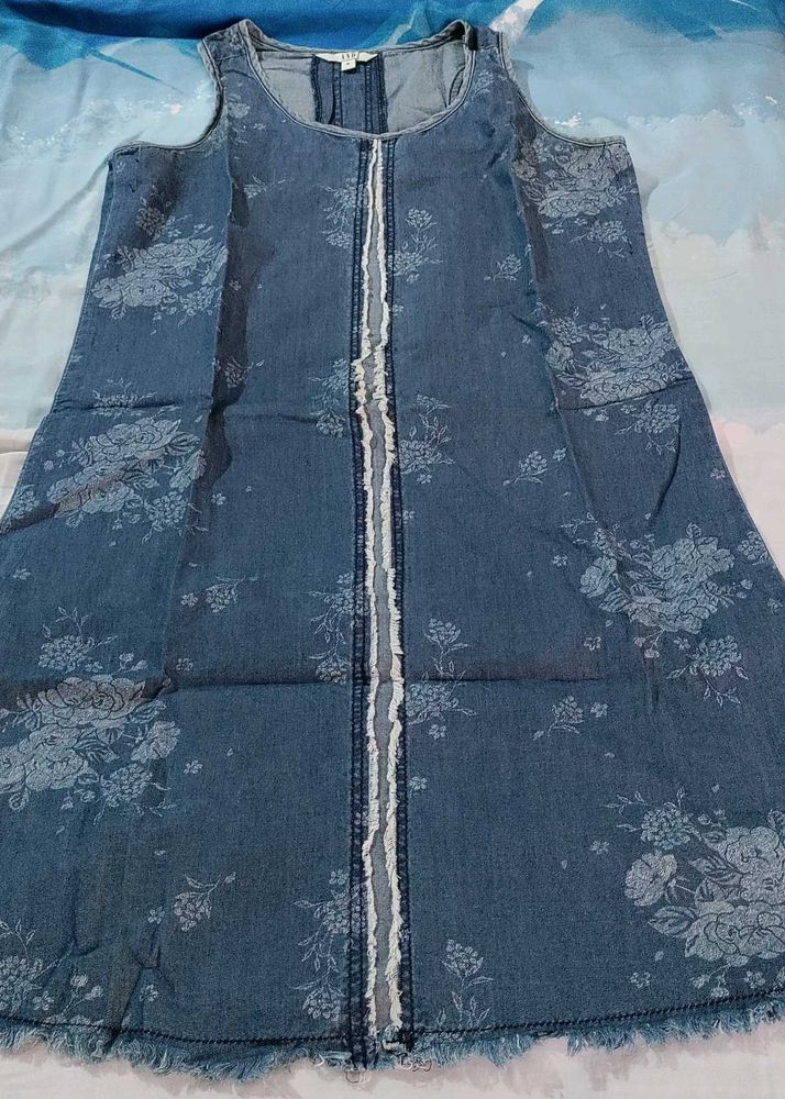 Denim Floral Print Dress