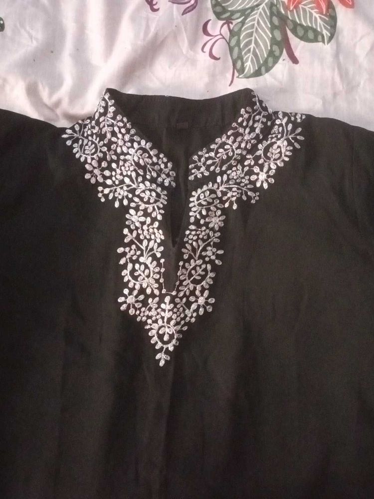 Embroidered Black Kurta
