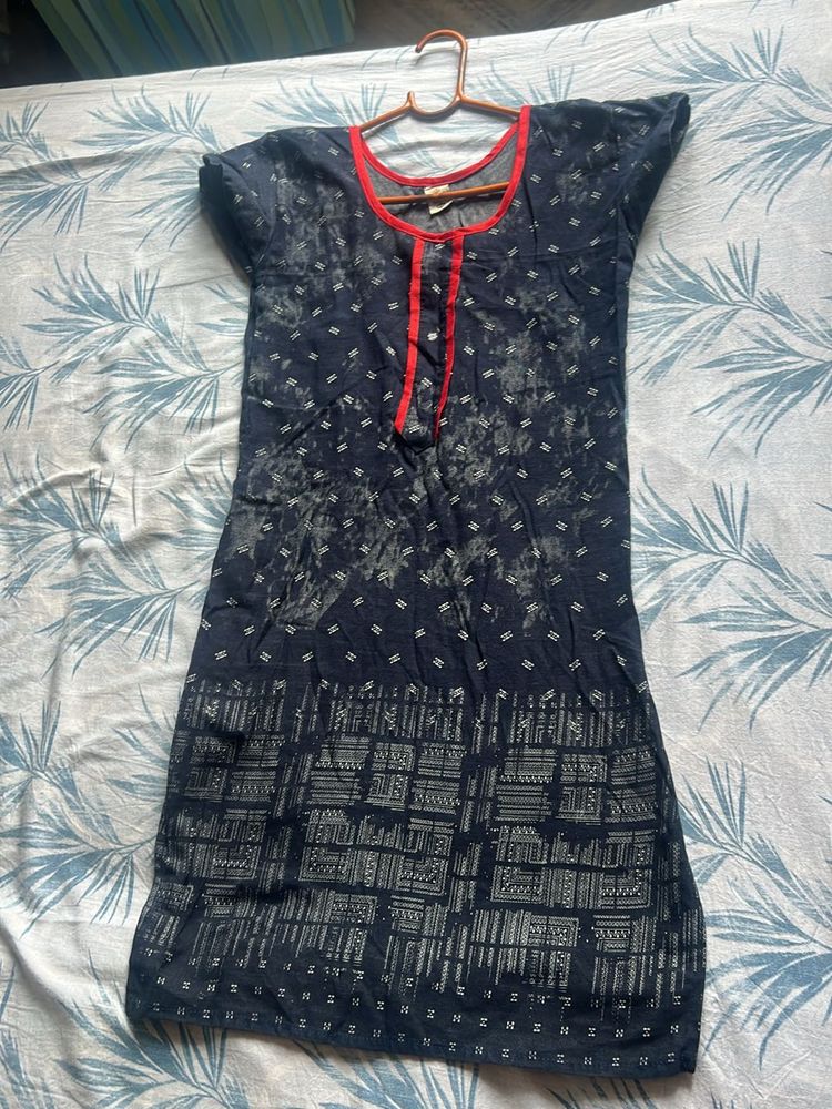 Navy and White Cotton Dress