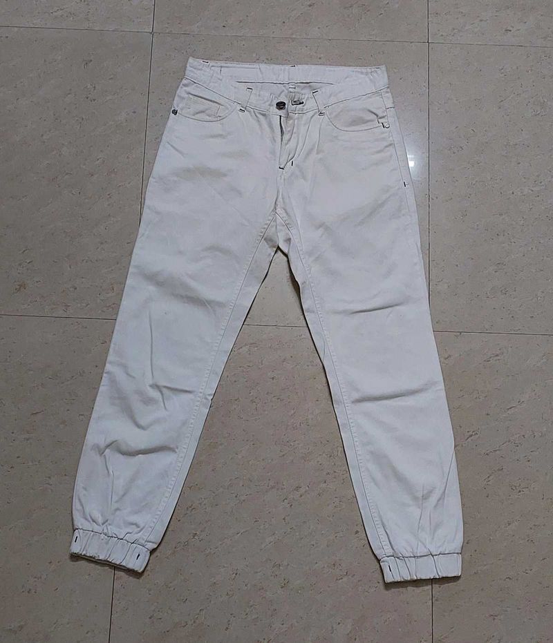Beautiful White Cotton Denim Style Pant
