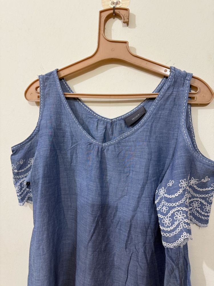 Beautiful Embroidery Pure Cotton Top