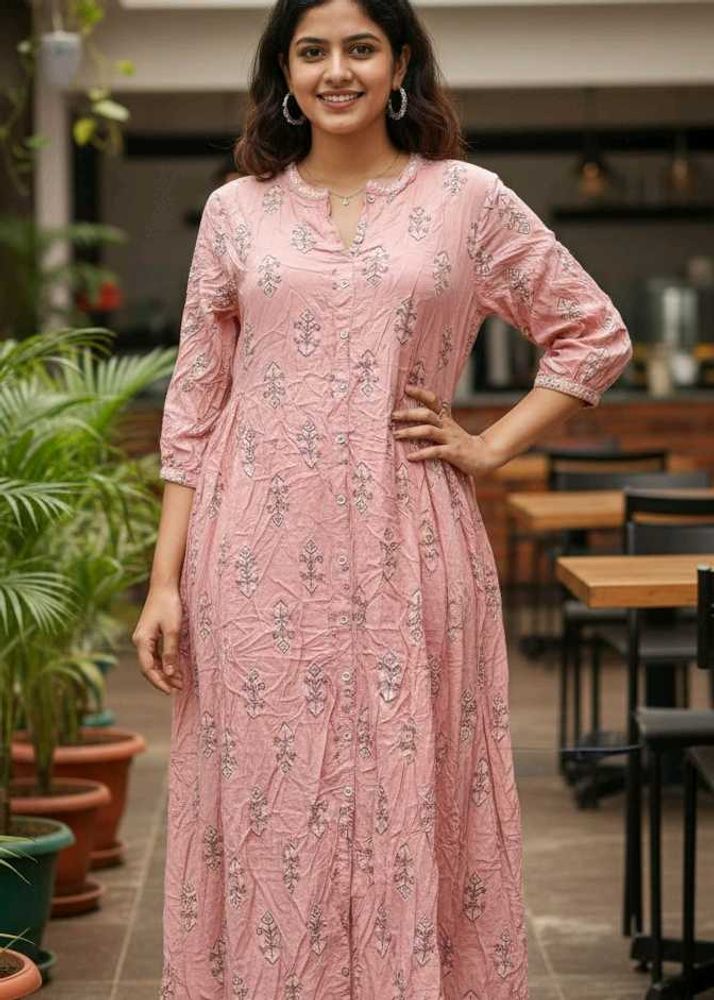 xl Elegant Pink Printed Dress