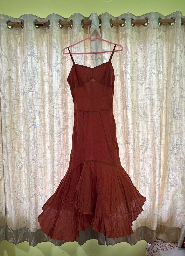 Terracotta Layered Hem Cami Dress