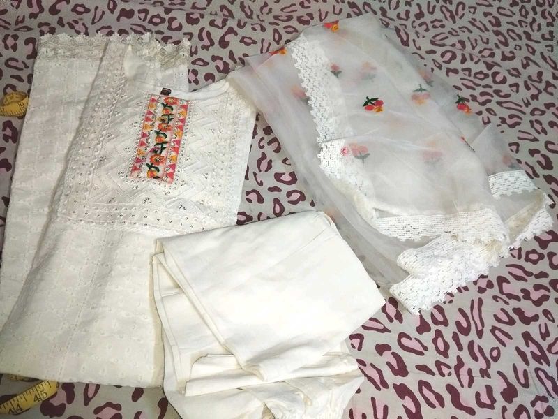 White Chickenkari 3 Piece Suit