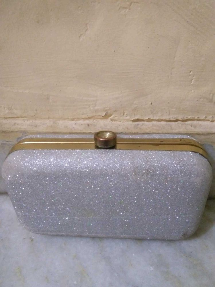 Silver Glitter Clutch