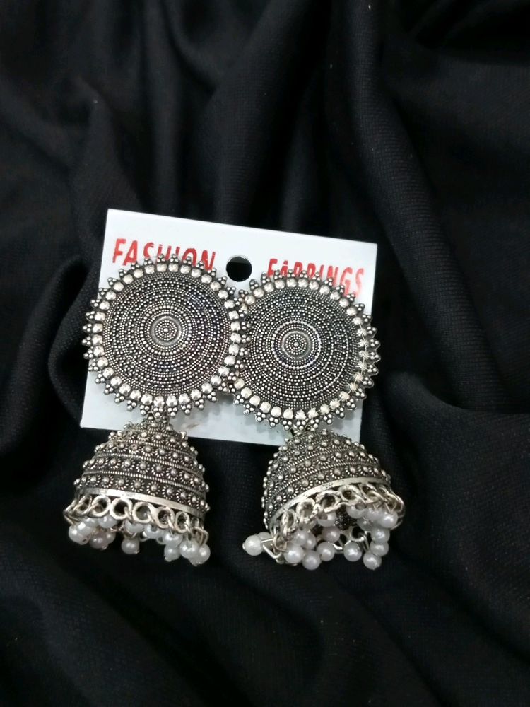 🥰Silver oxidise Jhumka earring for women