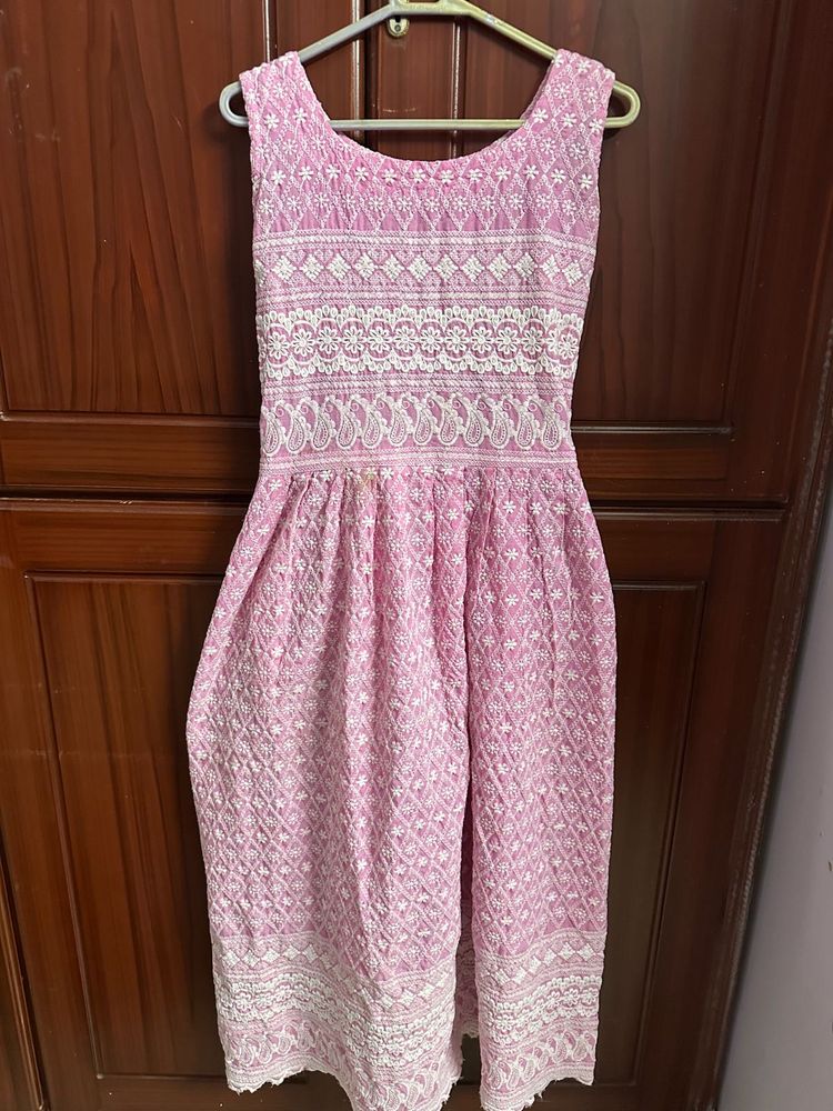 Pink Embroidered  Dress