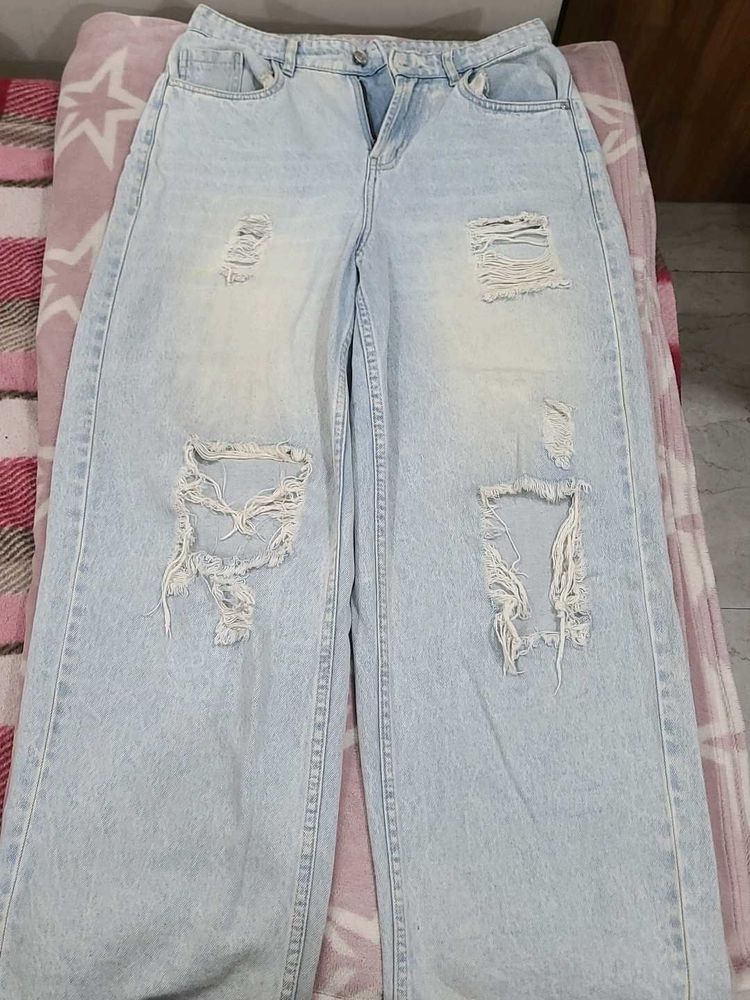 Ripped Wide Leg Jeans