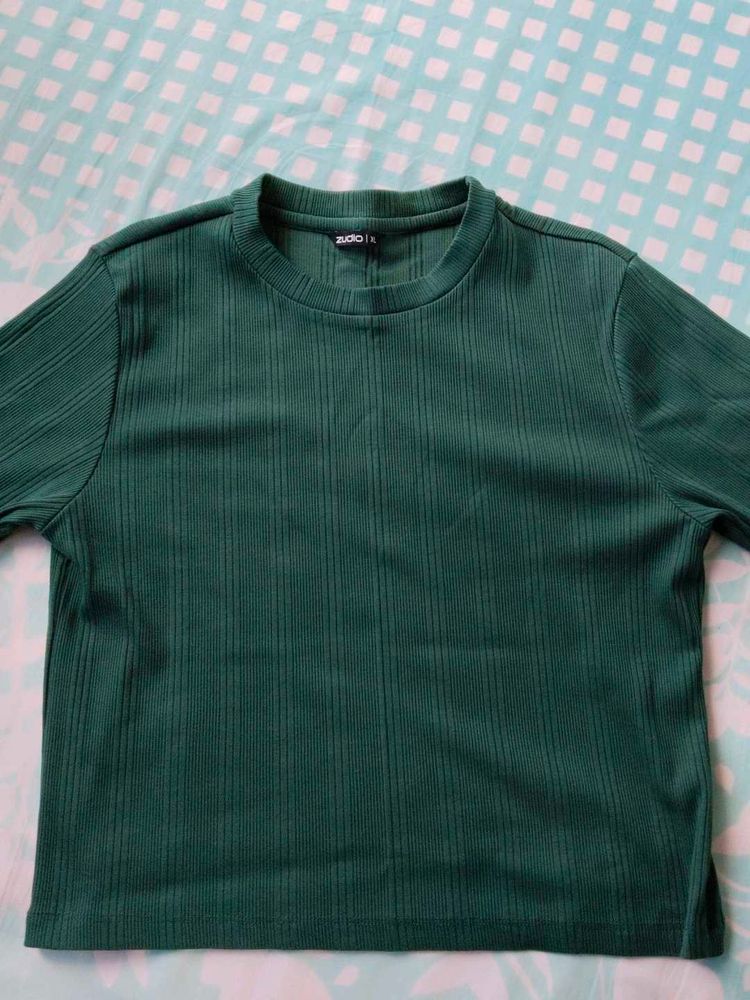 Green Ribbed T-Shirt