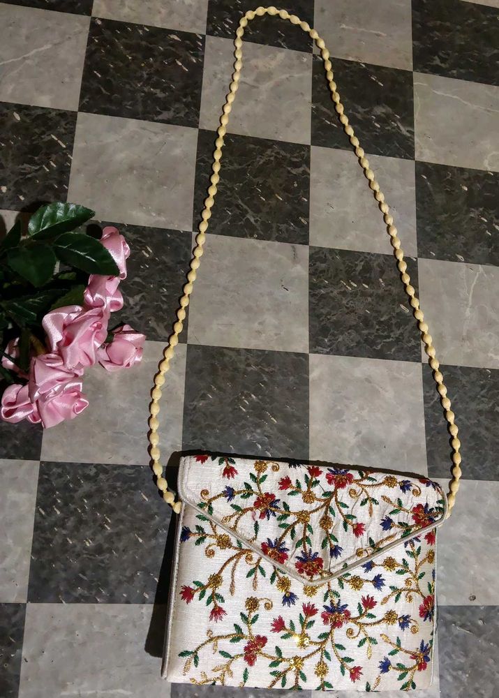 Embroidered Floral Clutch