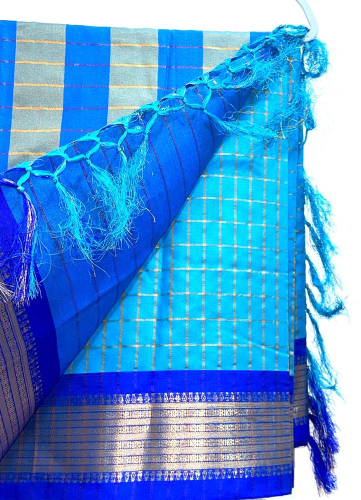 Blue Mangalagiri Pattu Zari Saree