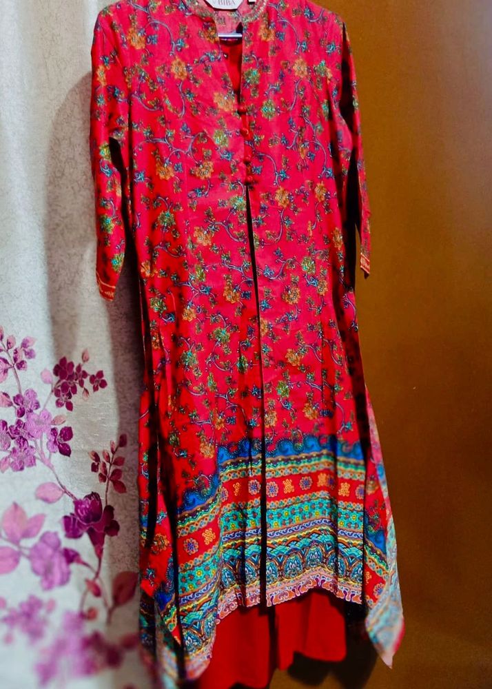Biba Floral Print Layered Kurta