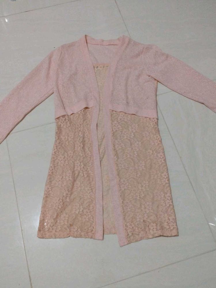 Pink Lace Shrug