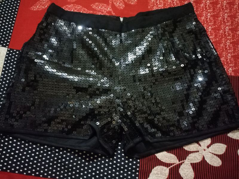 Black Sequins Shining Skirt Pant
