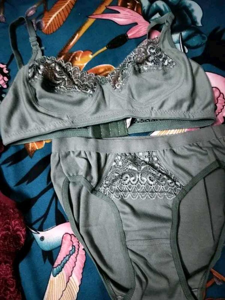 Gray Lace Lingerie Set