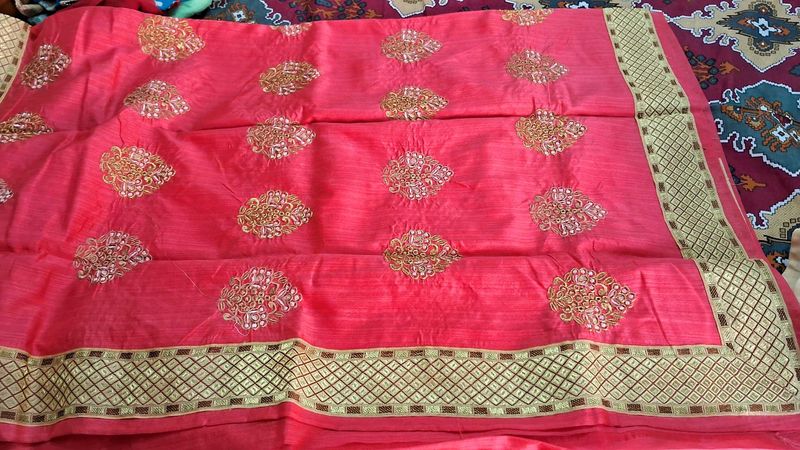 Embroidered Pink Saree
