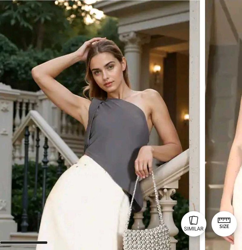 Stylish One shoulder Gray Top💗