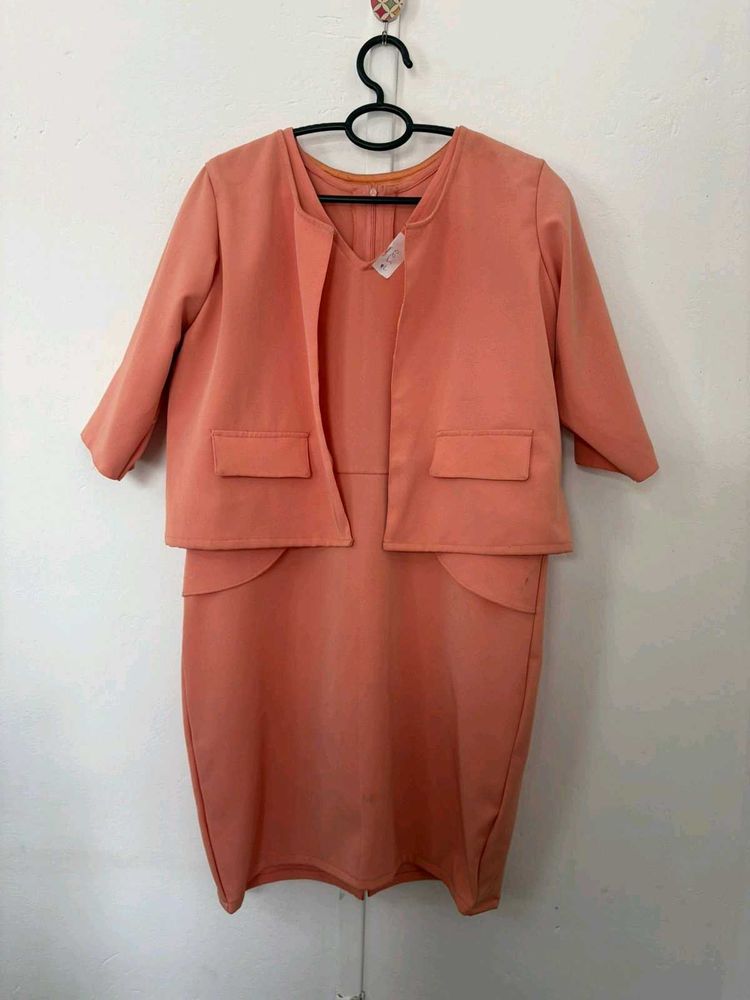 Peach Dress with Jacket (2 pcs)