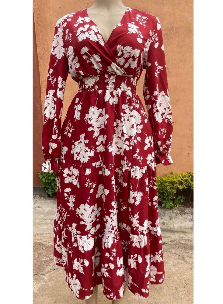 Floral Print Vacation Long Sleeve Dress