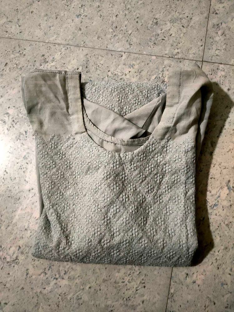 Elegant Grey Embroidered Kurti