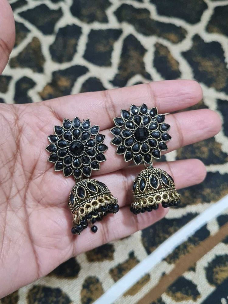 Black Jhumka Earrings