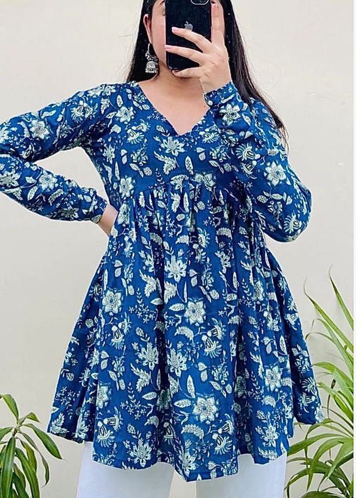 Jaipuri Brand New Indigo Print Kurti, Bust- 36/34