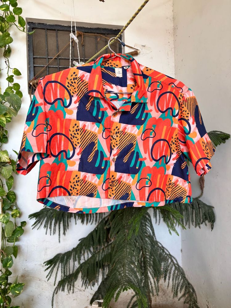 Funky Patterned Cropped Shirt