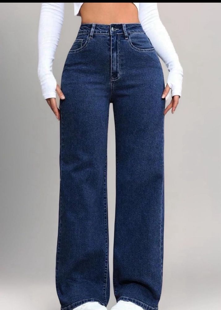 Wide Leg Dark Wash Denim Jeans