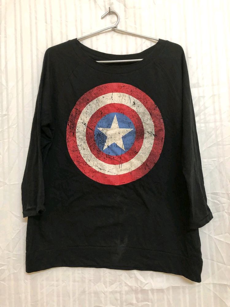 Marvel Black Cotton T Shirt