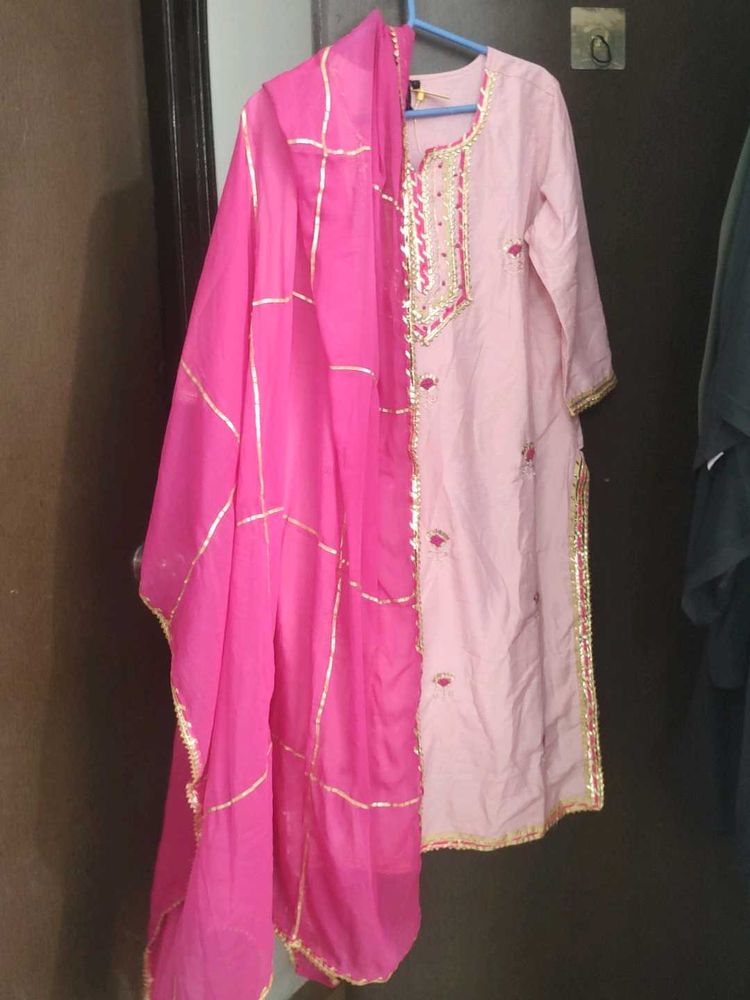Pink Embroidered Kurta &amp; Dupatta Never Used