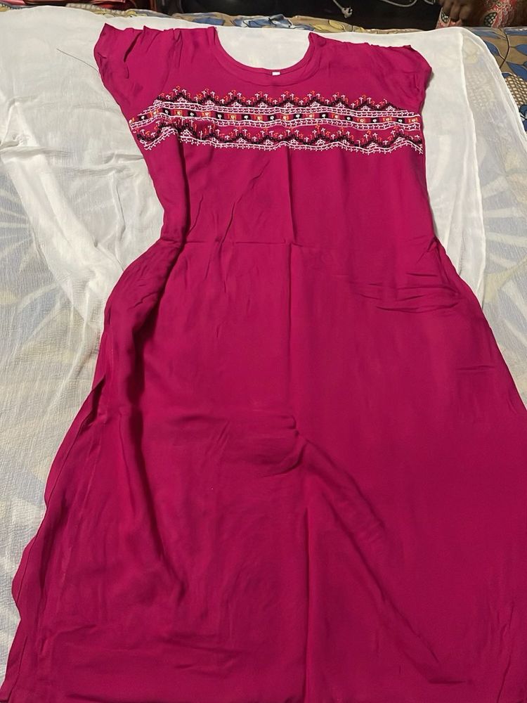 Pink Half Sleeves Kurti