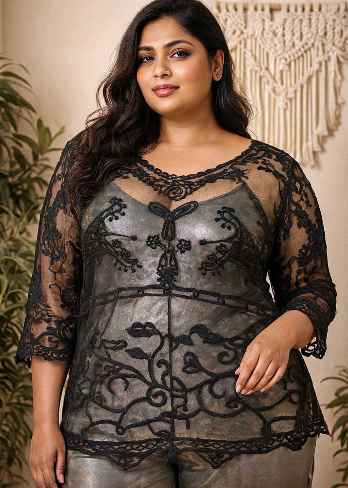 🎄Buy 1, Get 1 Free🎁L/XL Black Lace Top