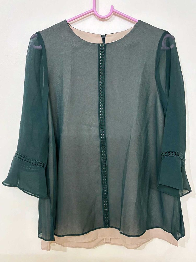 Elegant Green Sheer Top