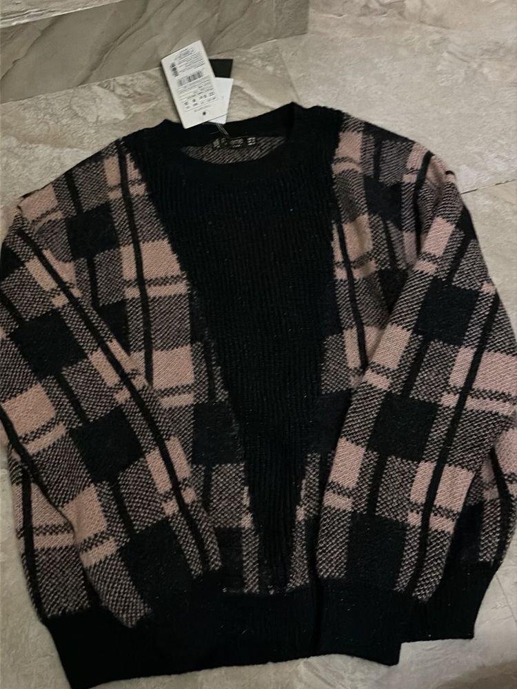 Plaid Knit Sweater