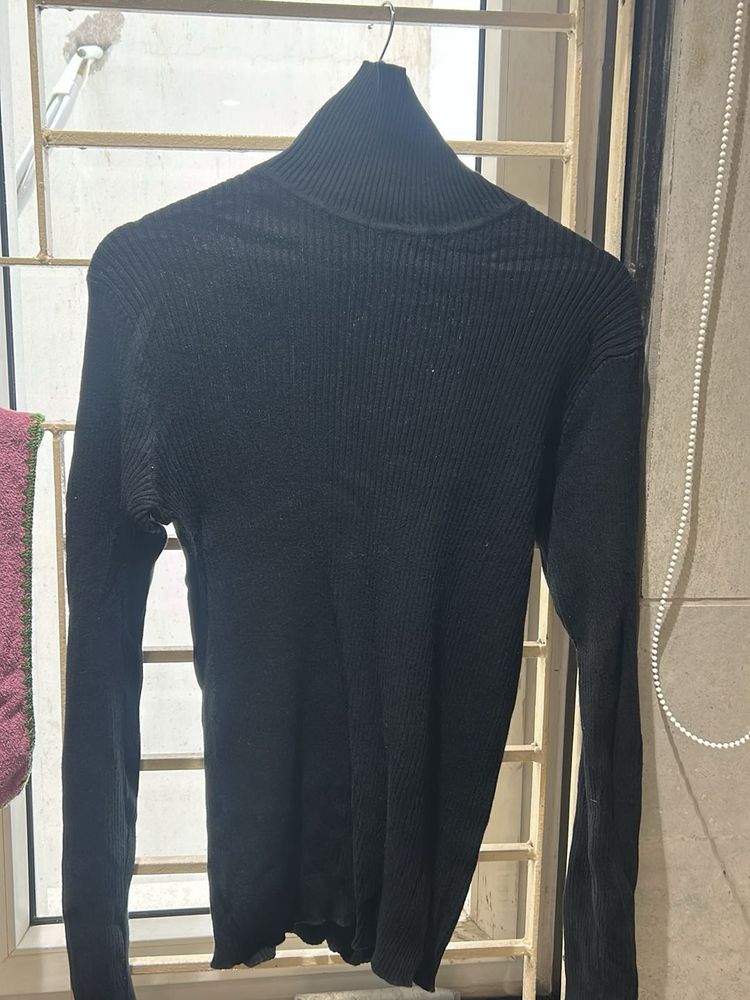 Black Ribbed Turtleneck