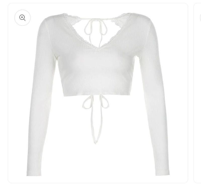 SALE‼️SAVANA Lace Trim Long Sleeve Crop Top