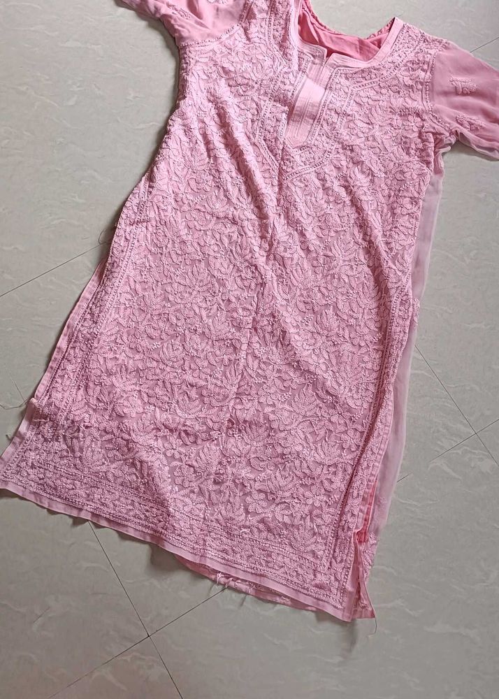 Pink Embroidered Kurta