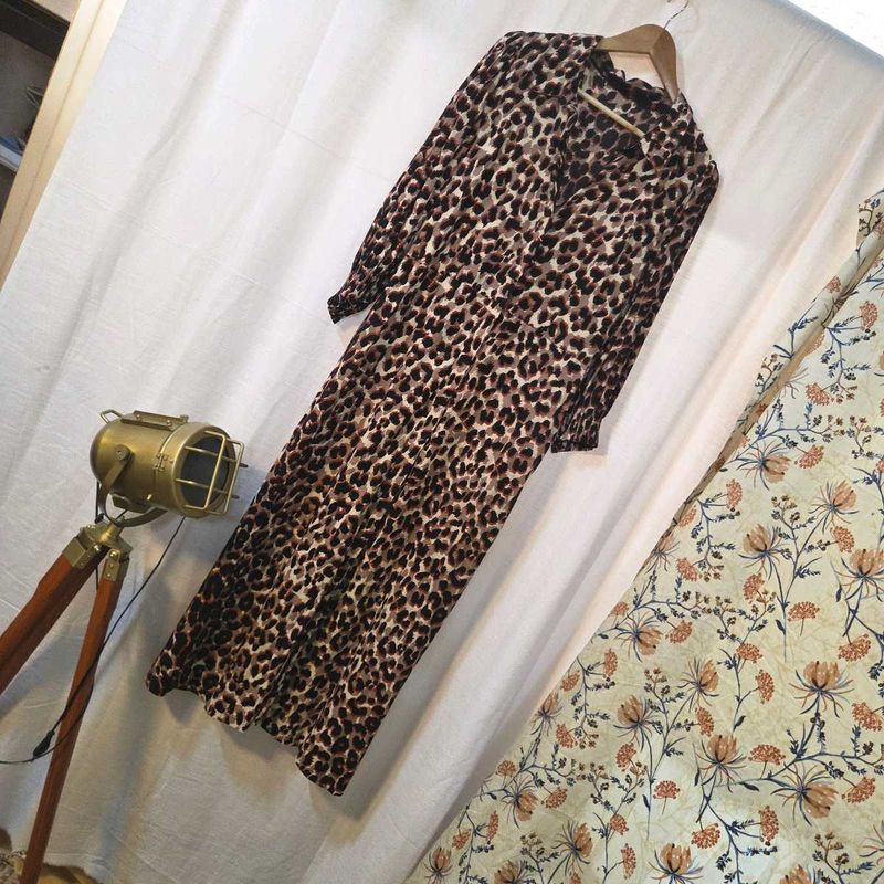 Collared Leopard Print Dress